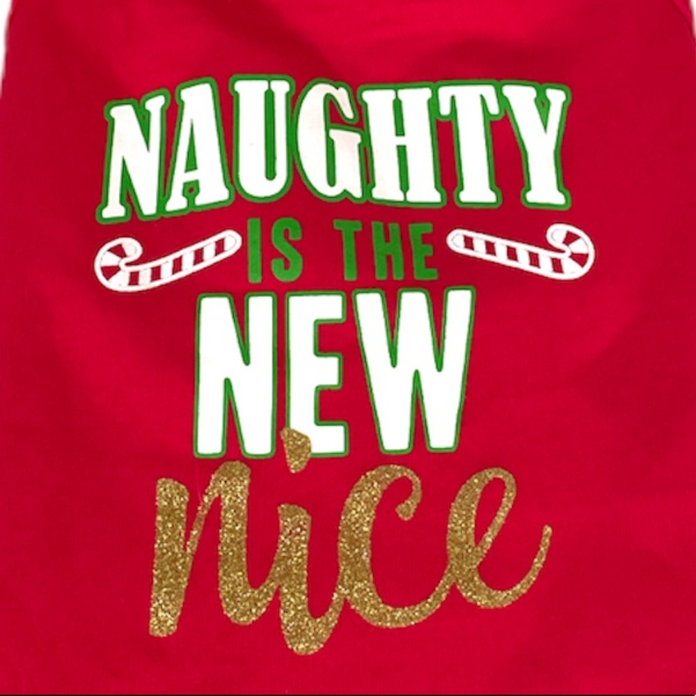 SimplyDog Naughty is the New Nice Hooded Dog Sweatshirt, Red, Medium, Large - Picture 4 of 5